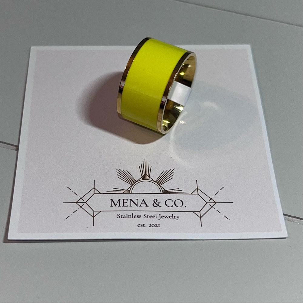Yellow Stainless Steel Ring Size 7 Women